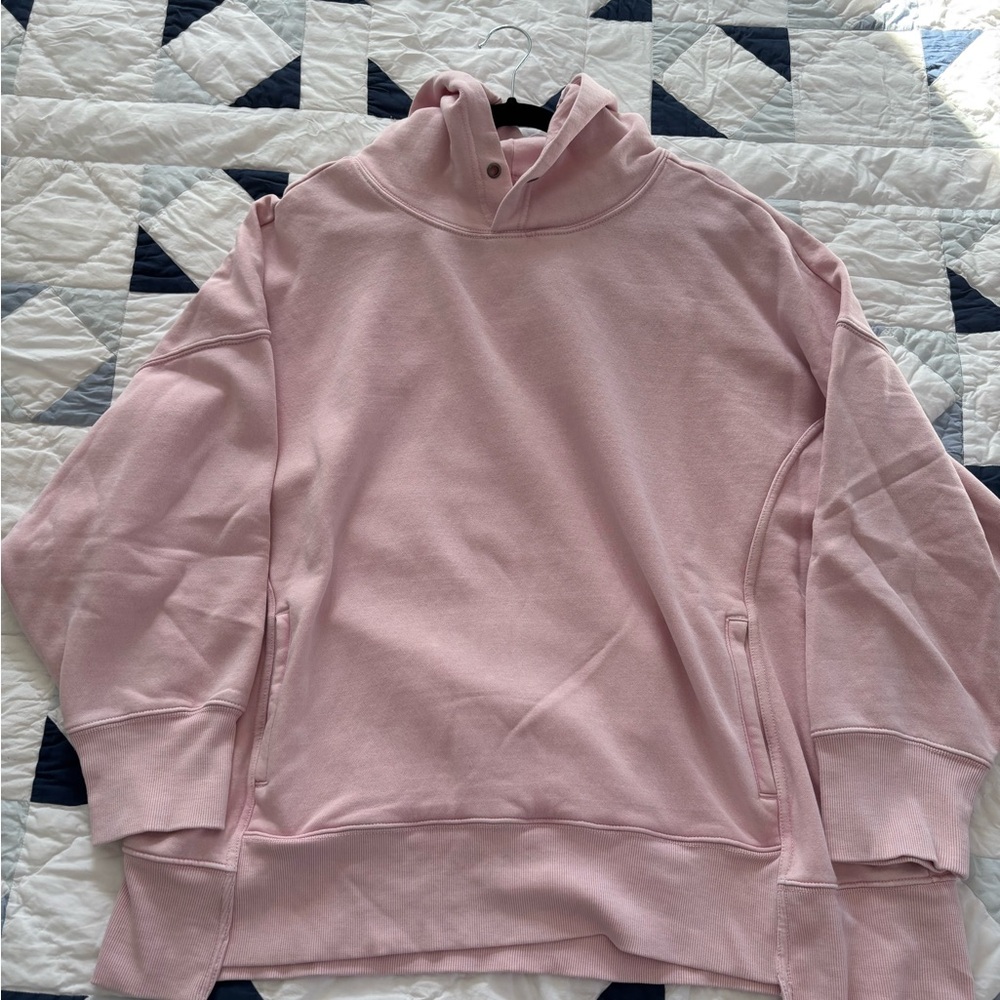 Free People Cherry Blossom Pink Sprint To The Finish Hoodie Sweatshirt Large - Picture 2 of 6